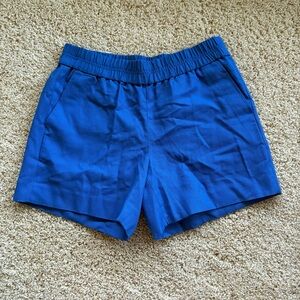 J.Crew C0434 Pull On Cotton Shorts Size 4 Blue Elastic Waist Pockets